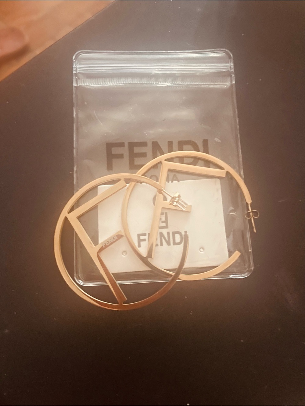 14 k Gold  plate initial  Hoop Earrings 50M